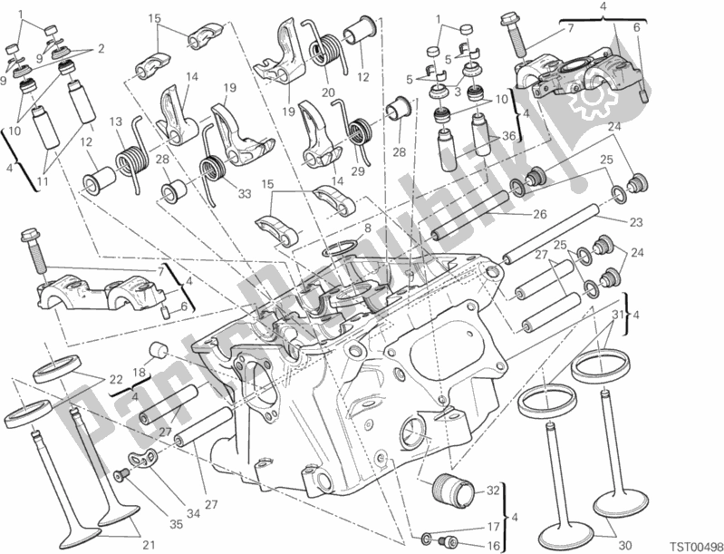 All parts for the Vertical Head of the Ducati Superbike 1199 Panigale R 2013